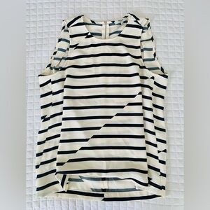 Madewell Navy and White Striped Sleeveless Blouse